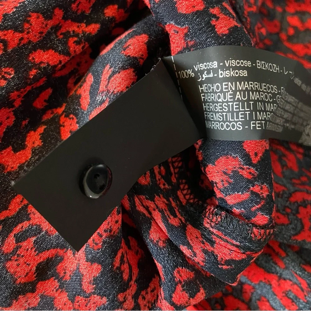 NWOT Zara Red and Black Leopard Animal Print Ruffle Neck Dress